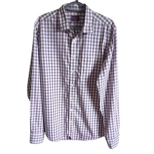 Untuckit Wrinkle-Free Dolcetto Button Up Shirt Pink/Blue/White Check L Slim Tall